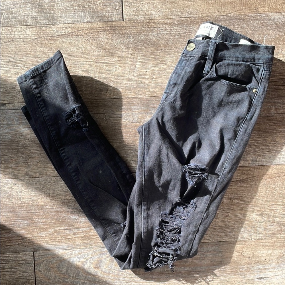 Frame le skinny de Jeanne ripped denim jeans